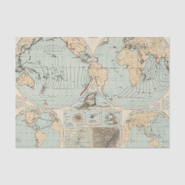 Atlas-Karte Thatigkeit DES Erdinnern Seidenpapier (Vorderseite)