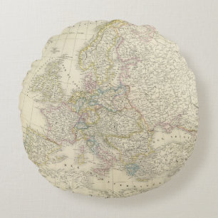 Atlas-Karte von Europa Rundes Kissen