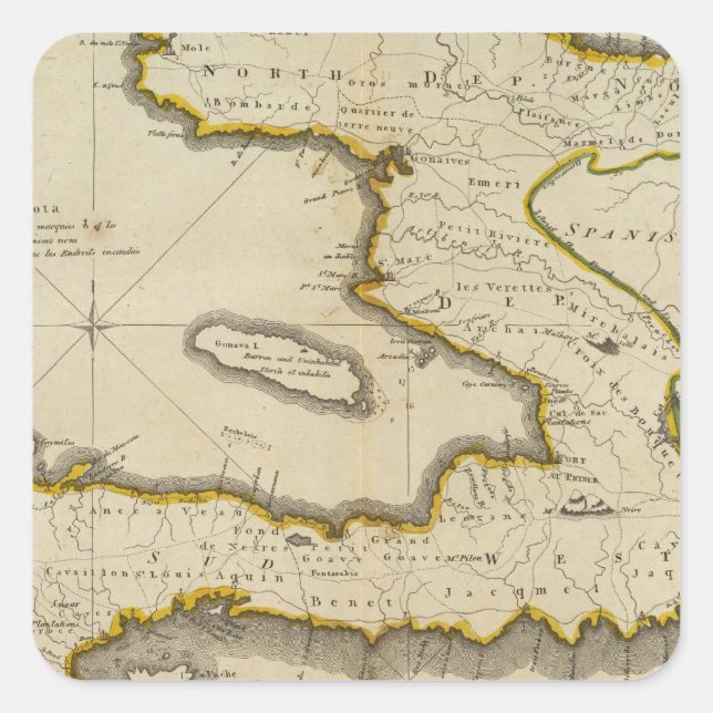 Atlas Karte von Haiti Quadratischer Aufkleber (Vorderseite)