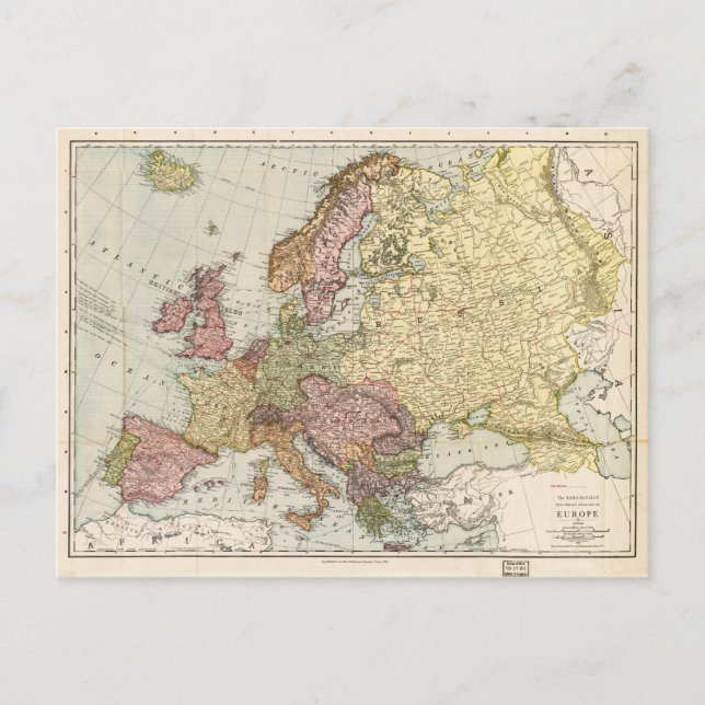 Atlas Map of Europe (1912) Postkarte (Vorderseite)