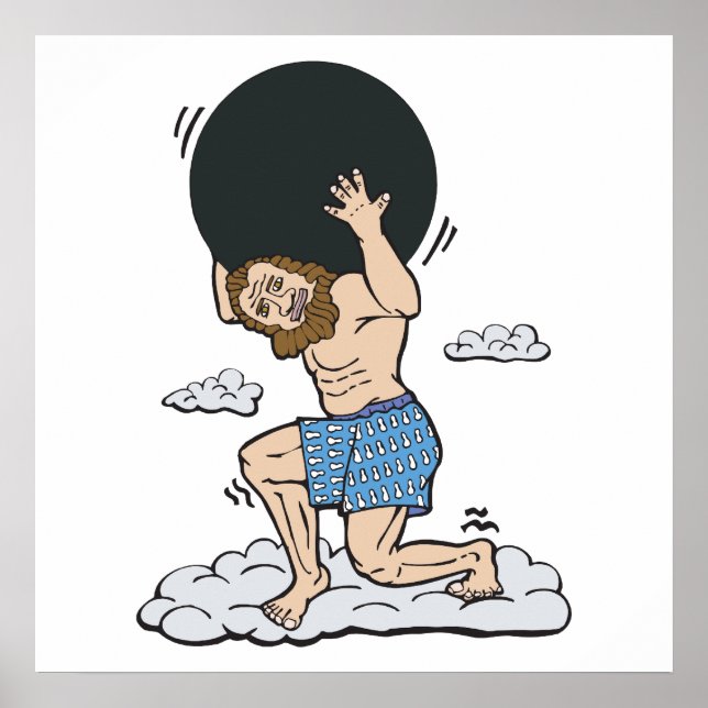 Atlas mit Bowlingkugel Poster (Vorne)