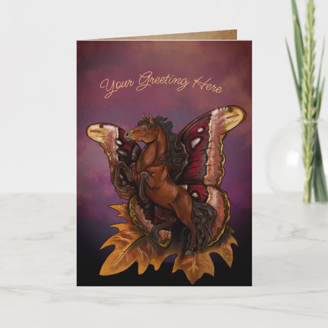 Atlas Moth Fairy Horse Feiertagskarte (Vorderseite)