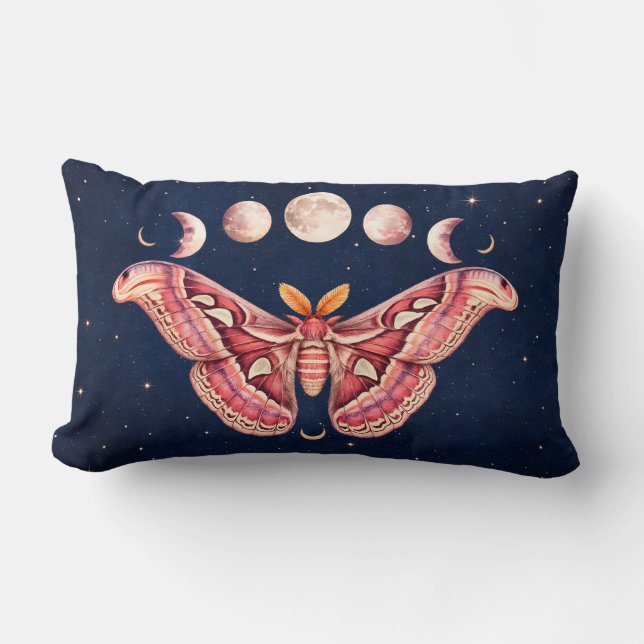 Atlas Moth Night Sky Cosmos Moon Phase | Boho Art Lendenkissen (Vorderseite)