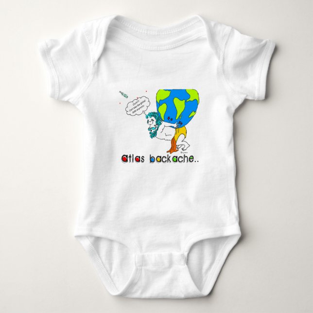 Atlas Rückenschmerz-Licht Hintergrund-Text Baby Strampler (Vorderseite)