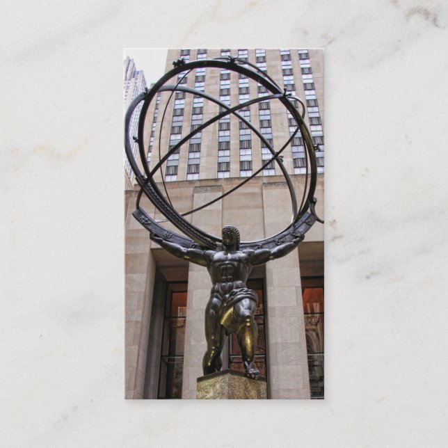 Atlas-Statue, Rockefeller-Mitte, NYC Visitenkarte (Vorderseite)