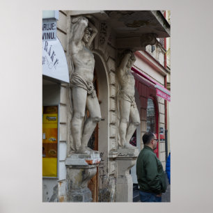 Atlas Statues - Klassische Kunst und urbanes Leben Poster