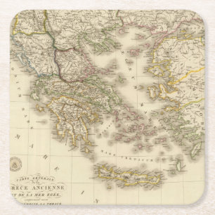 Atlaskarte historischen Griechenlands, Paris Rechteckiger Pappuntersetzer