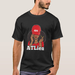 ATLien 404 Atlanta ATL Vorwahl Schwarze Frau Afro T-Shirt