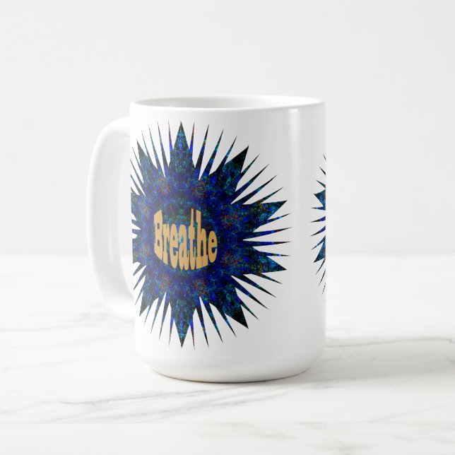Atmen, auf Blue Boho Star Kaffeetasse (Vorderseite Links)