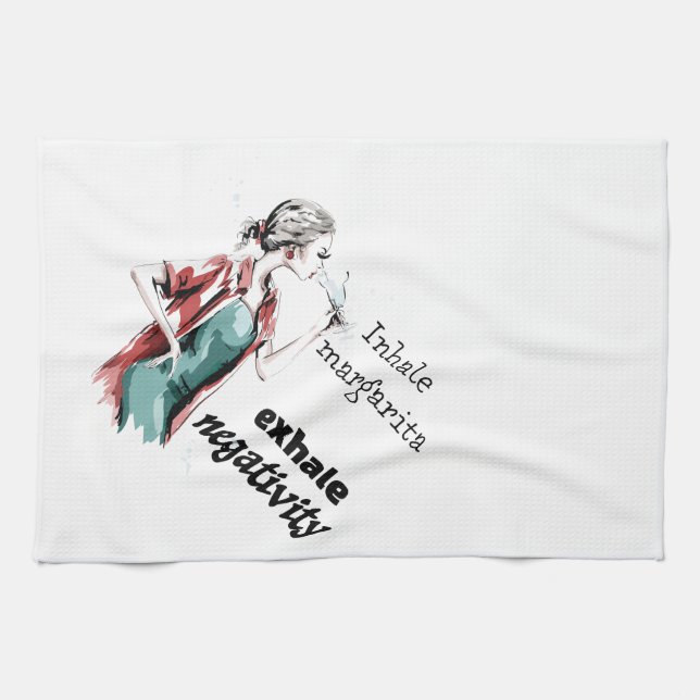 Atmen, Exhale Negativität Geschirrtuch (Horizontal)