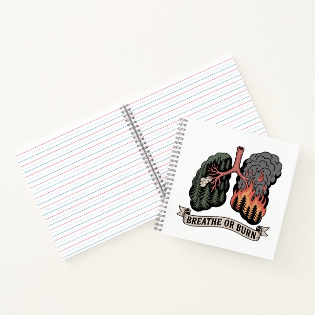 Atmen oder Brennen – Waldbrand Lungen Umwelt  Notizbuch (Innenseite)