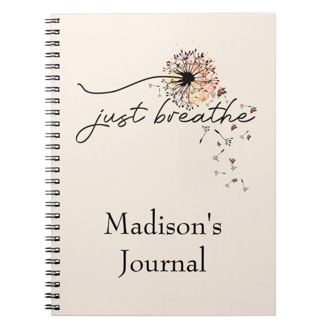Atmen Sie einfach das Dandelion Butterfly Notebook Notizblock (Vorderseite)