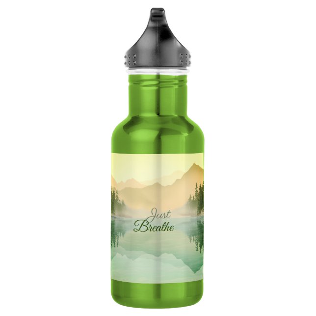 Atmen Sie einfach den Bergwald Gold Green Edelstahlflasche (Rechts)