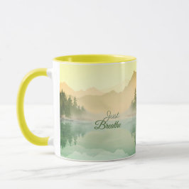 Atmen Sie einfach den Bergwald Gold Green Tasse