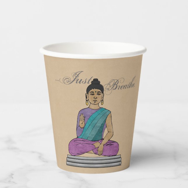 Atmen Sie einfach den beruhigenden Buddha ein Pappbecher (Vorderseite)
