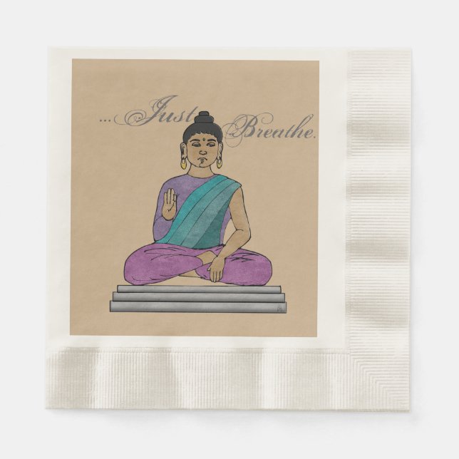 Atmen Sie einfach den beruhigenden Buddha ein Serviette (Vorderseite)