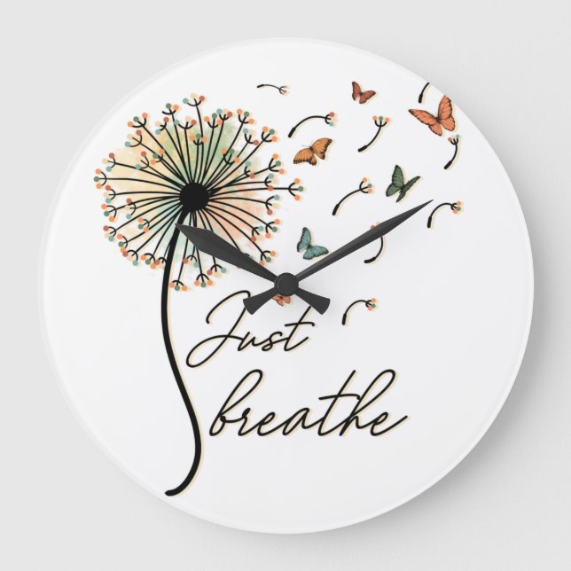 Atmen Sie einfach den Kronleuchter mit Schmetterli Große Wanduhr (Vorderseite)