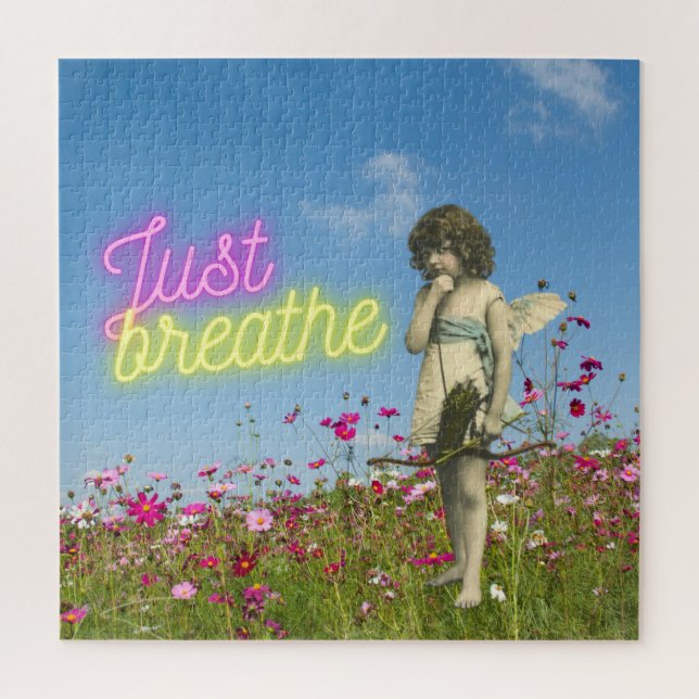 Atmen Sie einfach den Vintagen Geländerten Kunst d (Vertikal)