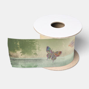 Atmen Sie einfach die Blätter Butterfly Citrus Mou Satinband