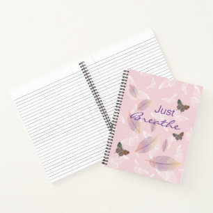 Atmen Sie einfach die Blätter Schmetterlinge rosa Notizbuch