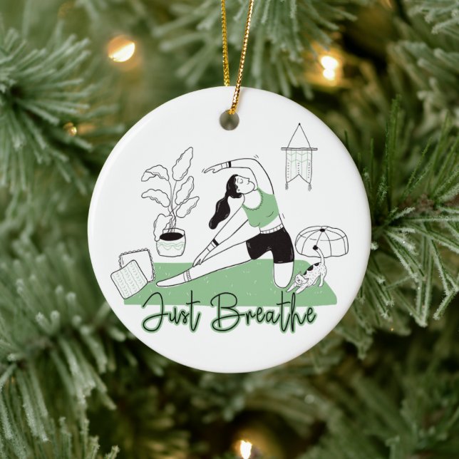 Atmen Sie einfach die Yoga-Medizin-Pose aus Keramik Ornament (Baum)