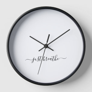 Atmen Sie einfach weißes, schwarzes Yoga Uhr