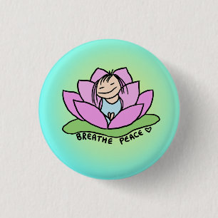 Atmen Sie Friedenslotos-Button Button