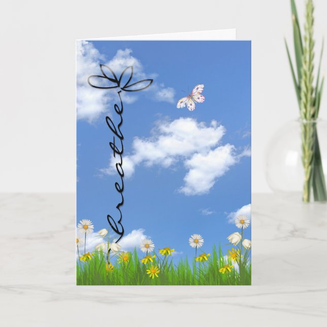 Atmen Sie Gänseblümchen-Blume und -schmetterling Karte (Vorderseite)