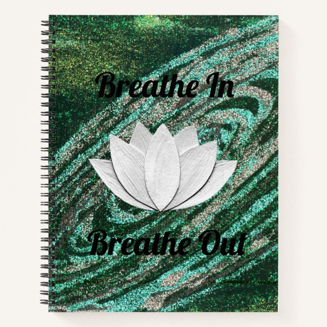 Atmen Sie in Breathe Out Lotus Blume Notebook Notizbuch (Vorderseite)
