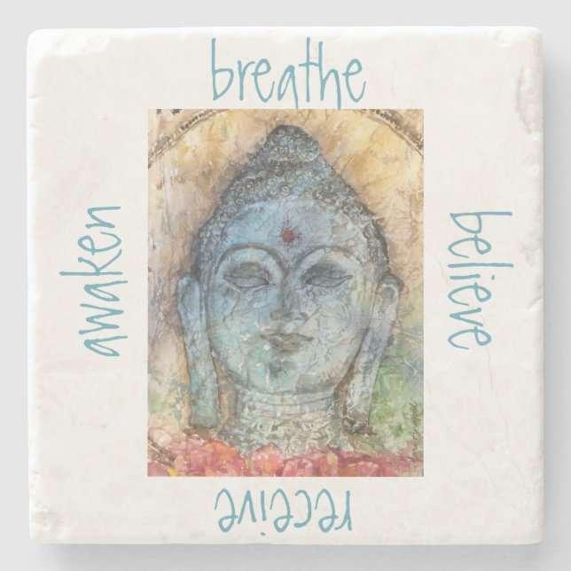Atmen Sie wecken BuddhasteinUntersetzer Steinuntersetzer (Vorderseite)