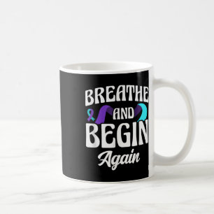 Atmen und beginnen Sie wieder Depression Bewusstse Kaffeetasse