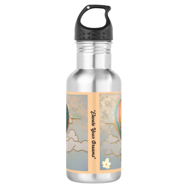 "Atmen und Stehen" Edelstahlflasche (Vorderseite)