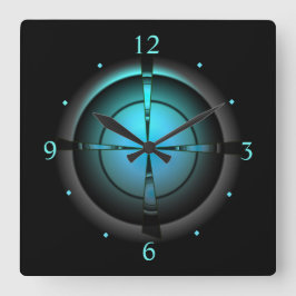 Atmosphärisch im Grün/im Aqua/im Schwarzen > in Quadratische Wanduhr