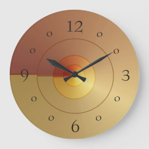 Atmosphärisch in Gold und Tan > Simplistische Uhre Große Wanduhr