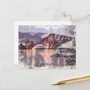 Atmosphärische Forth Bridge in der Dämmerung Aquar Postkarte