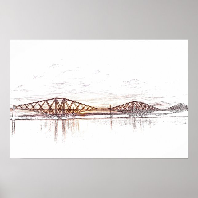 Atmosphärische Forth Bridge Kunstwerk Poster (Vorne)