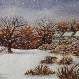 atmosphärische Hütten Schneeszene bei Weihnachten