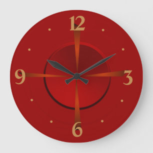 Atmosphärische Rot- und Goldfarbe >Einfache Wanduh Große Wanduhr