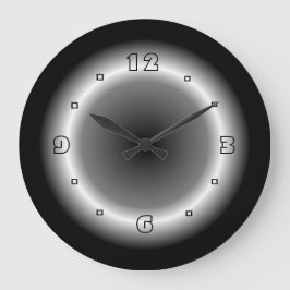 Atmosphärisches Schwarz mit weißem Halo-Effekt Große Wanduhr