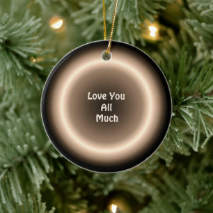 Atmosphärisches Tan /Cremefarbener Kreis Weihnacht Keramik Ornament