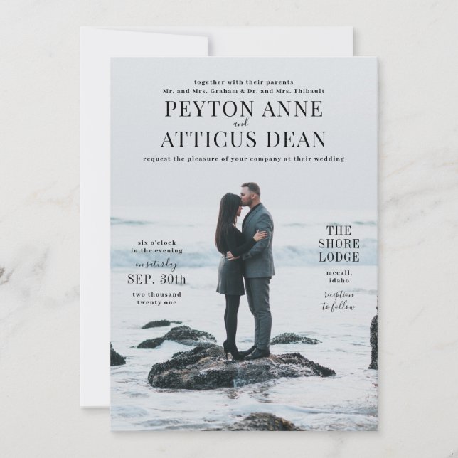 Atmosphere Vertikales Foto Hochzeitseinladung Ankündigung (Vorderseite)