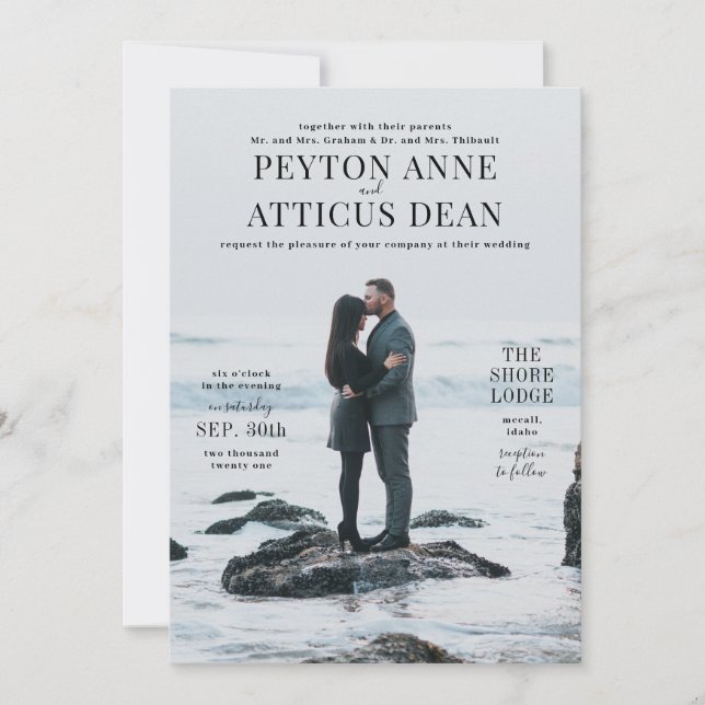 Atmosphere Vertikales Foto Hochzeitseinladung Einladung (Vorderseite)