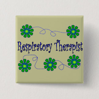 Atmungstherapeut-Retro Blumen-Entwurf Button