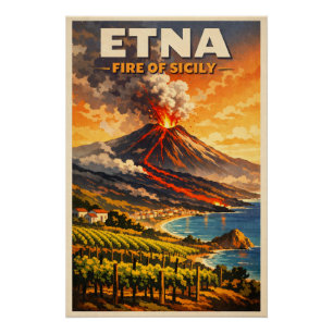 Ätna, Italien, in klassischem Retro-Stil Poster