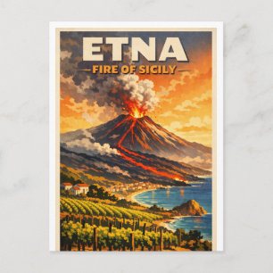 Ätna, Italien, in klassischem Retro-Stil Postkarte