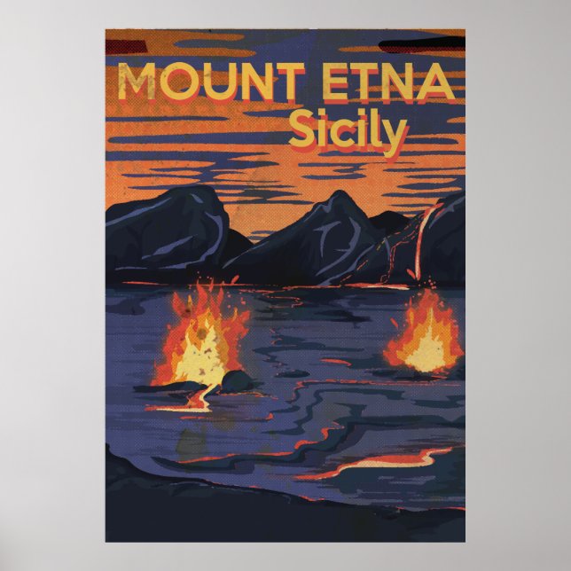 Ätna, Sizilien, Jahrgang Poster (Vorne)