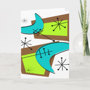 Atom-Era-Inspiriertes Boomerang-Design Karte