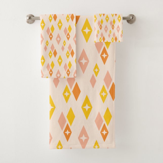 Atom-MCM-Diamanten-Muster Gelb, orange, rosa Badhandtuch Set (Insitu)