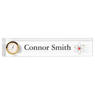 "Atom-" personalisiertes Nummernschild w/Clock Namensplakette