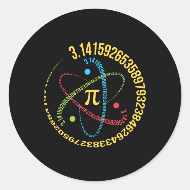 Atom Pi Math Science Stem Gifts 3,14 Pi Day Runder Aufkleber (Vorderseite)